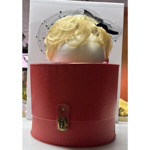 Vtg Fashion Tress Hair Piece Topper Blonde Curls France Net Bows Original Box